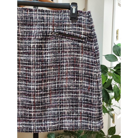 Loft Women's Black & White 100% Polyester Front Pockets Straight Skirt Size 8P - Picture 3 of 9